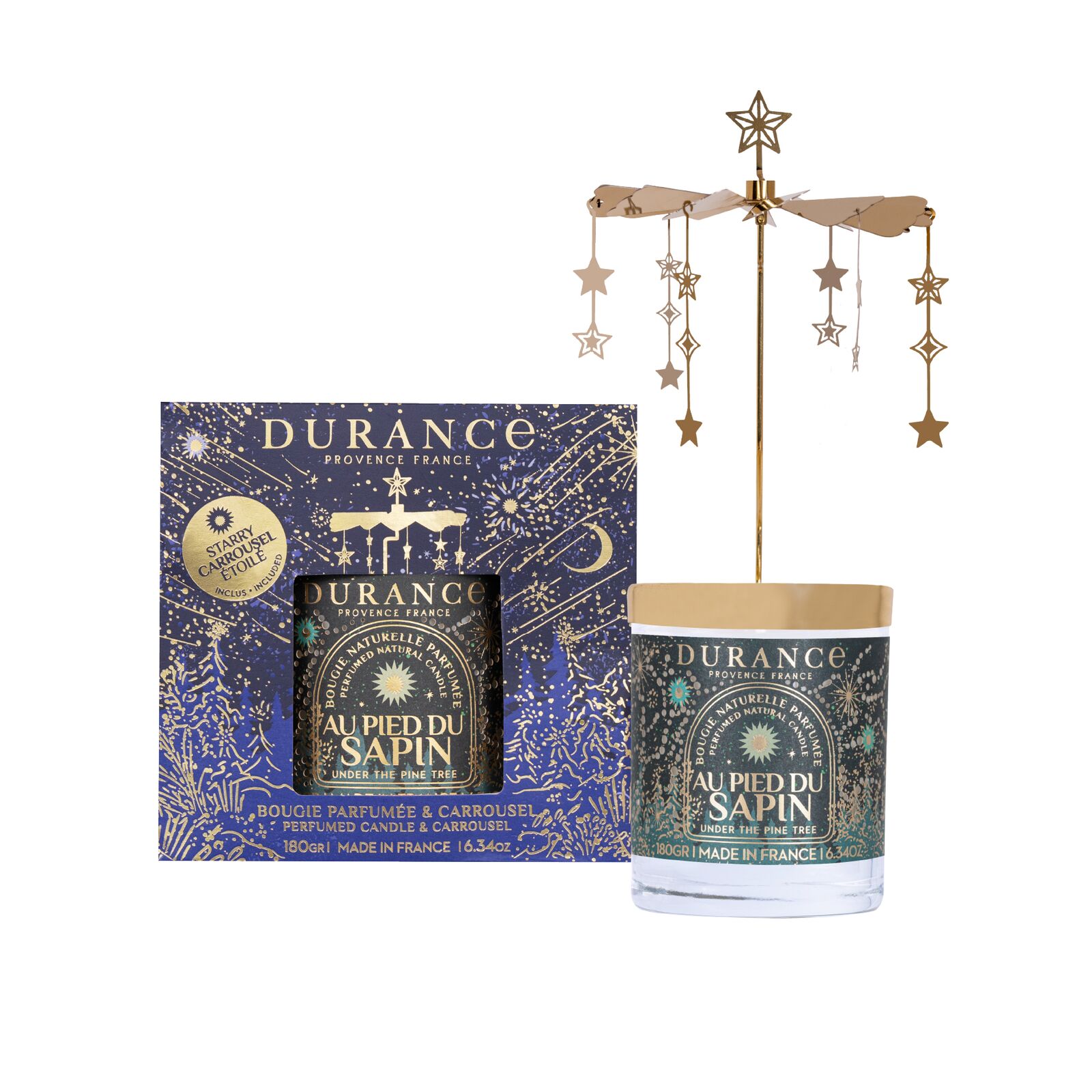 Am Tannenbaum - Set mit Karussel und Duftkerze 180g Kreuz, Symbol