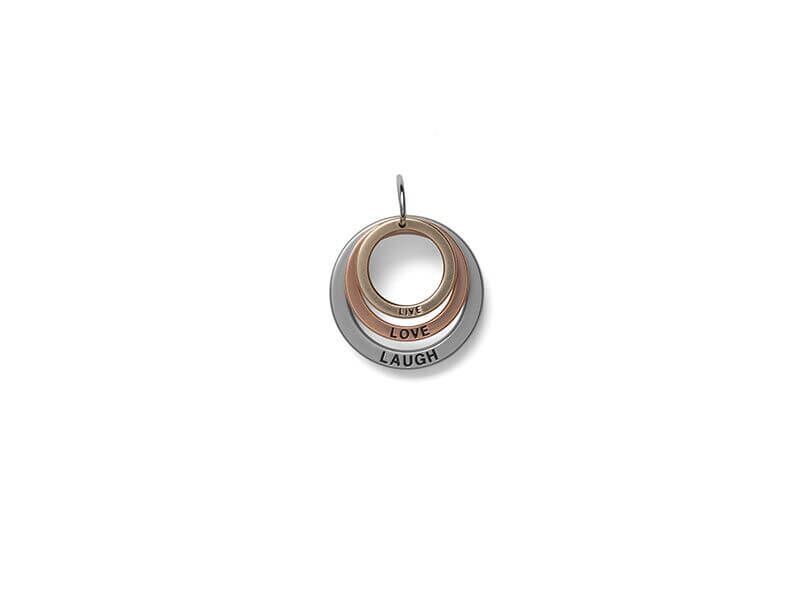 1627937E-Charm-Triple Motiv-Anhänger Live Love Laugh