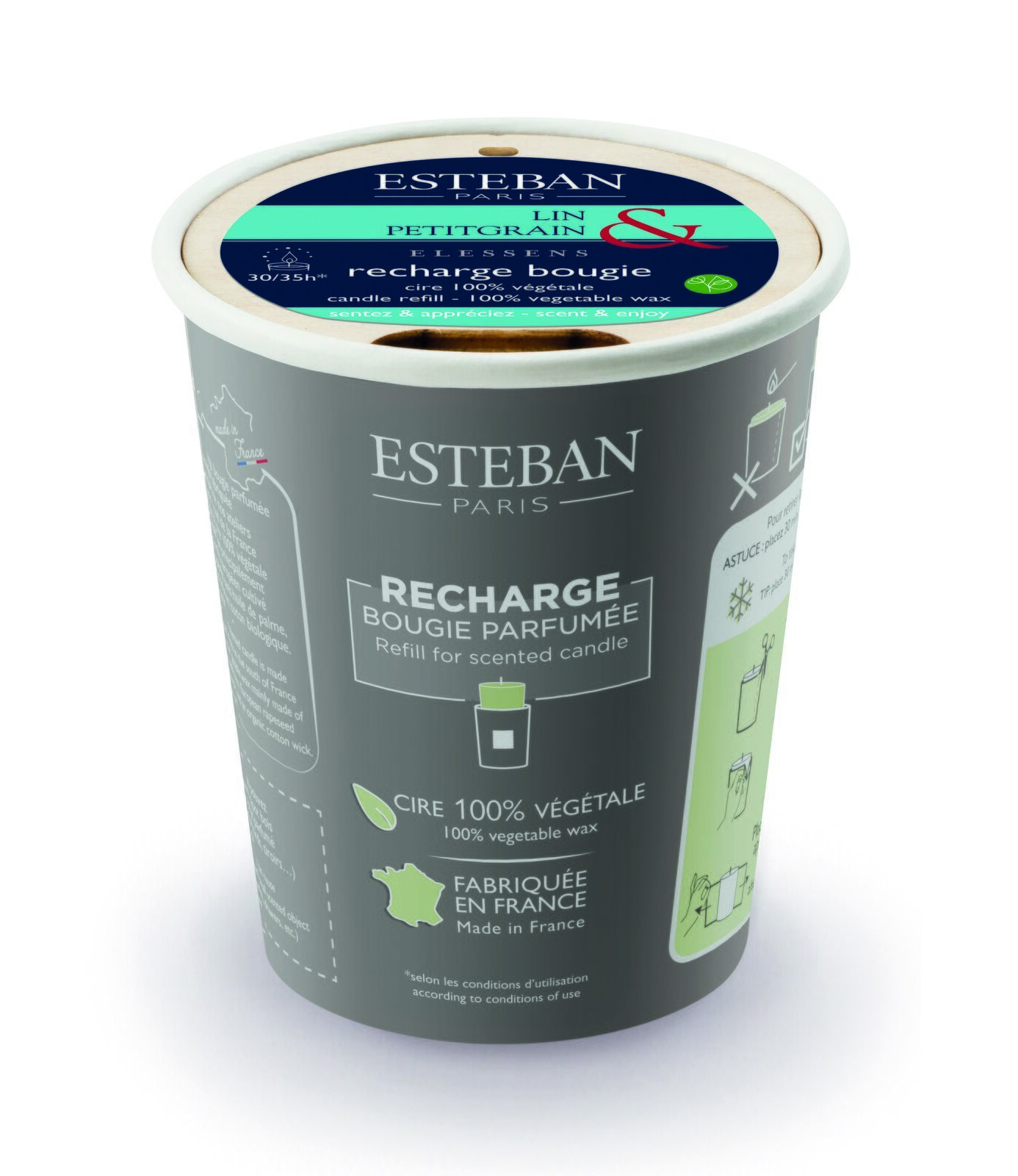 ELP-012_1 Leinen & Petitgrain Nachfüller für Duftkerze 170g