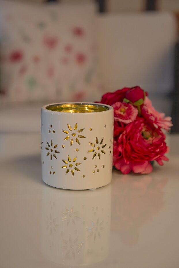 Tischlicht Florana 10cm creme/grün