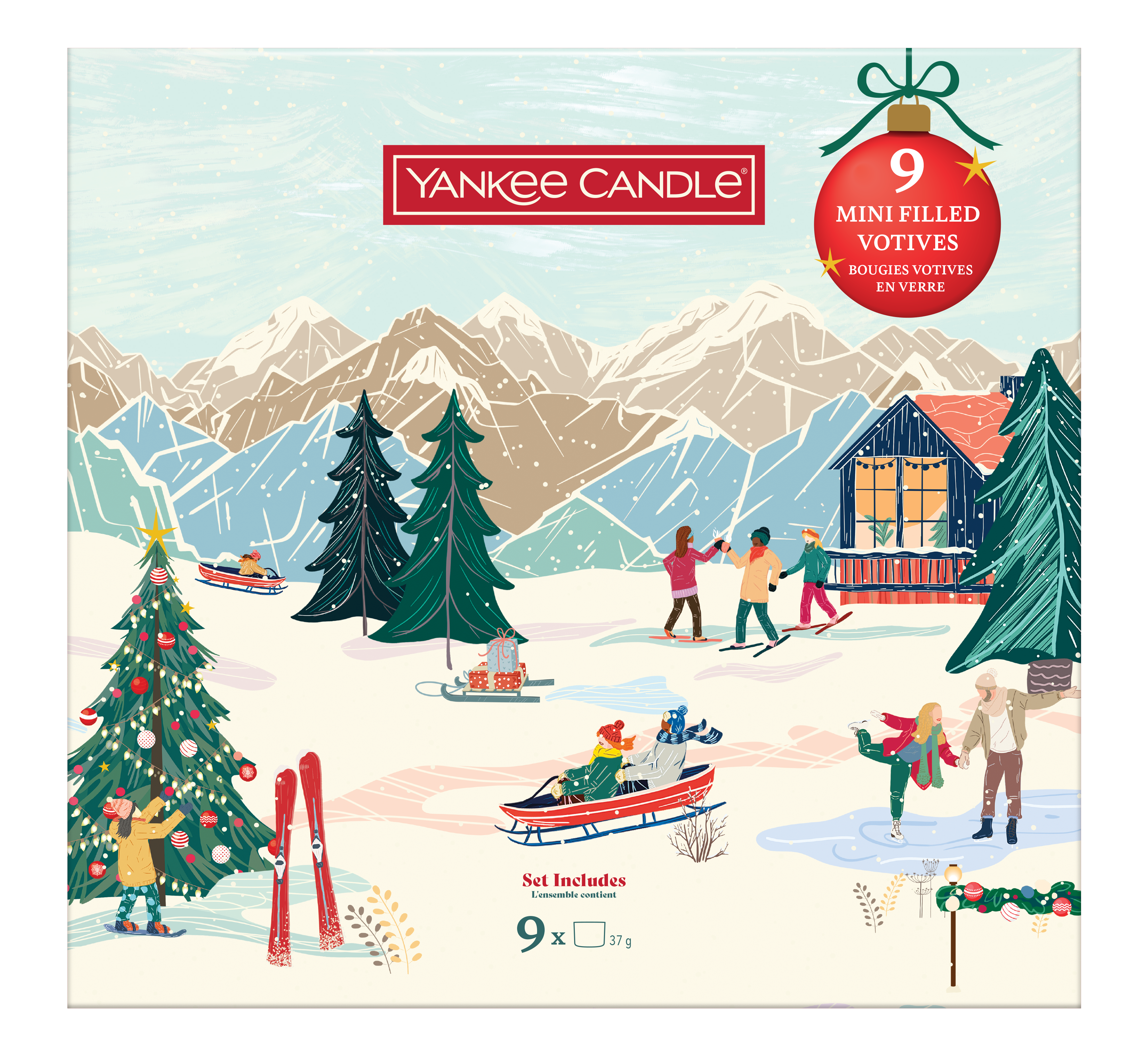 9 Glasvotivkerzen à 37g Geschenkset Christmas Classics