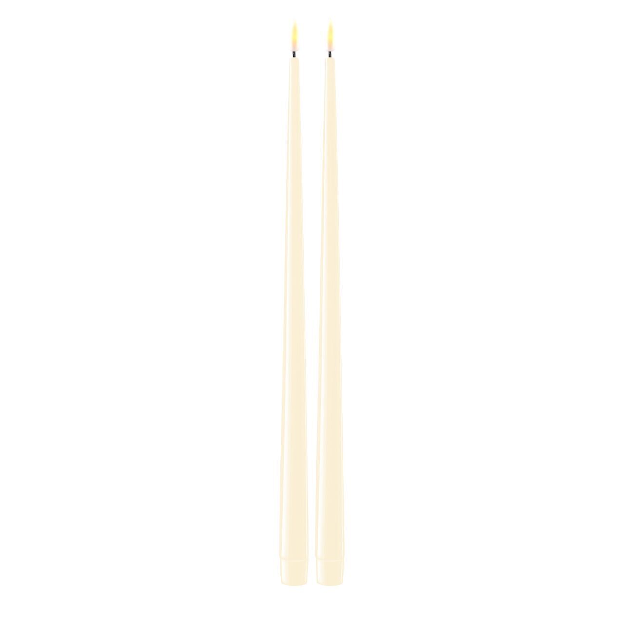 Stabkerze mit Lack LED 38 cm creme 2 Stück