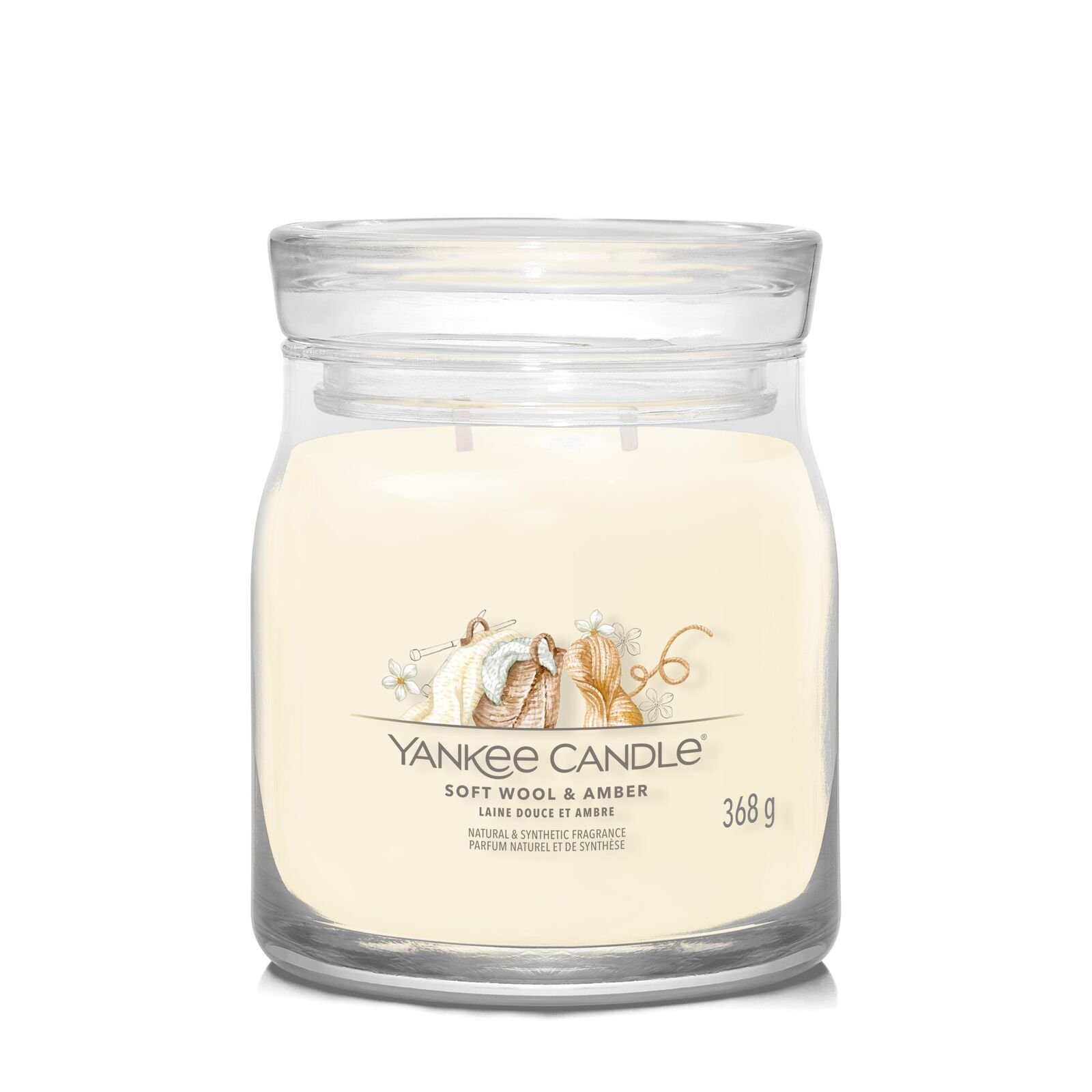 Soft Wool & Amber Signature Medium Jar 368g 2-Docht