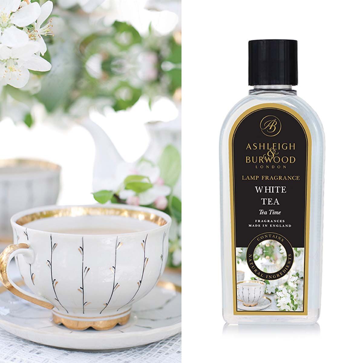 White Tea 1000ml Duftlampenöl Nachfüller Kräuterig, Pflanze, Tasse, Flasche, Parfüm