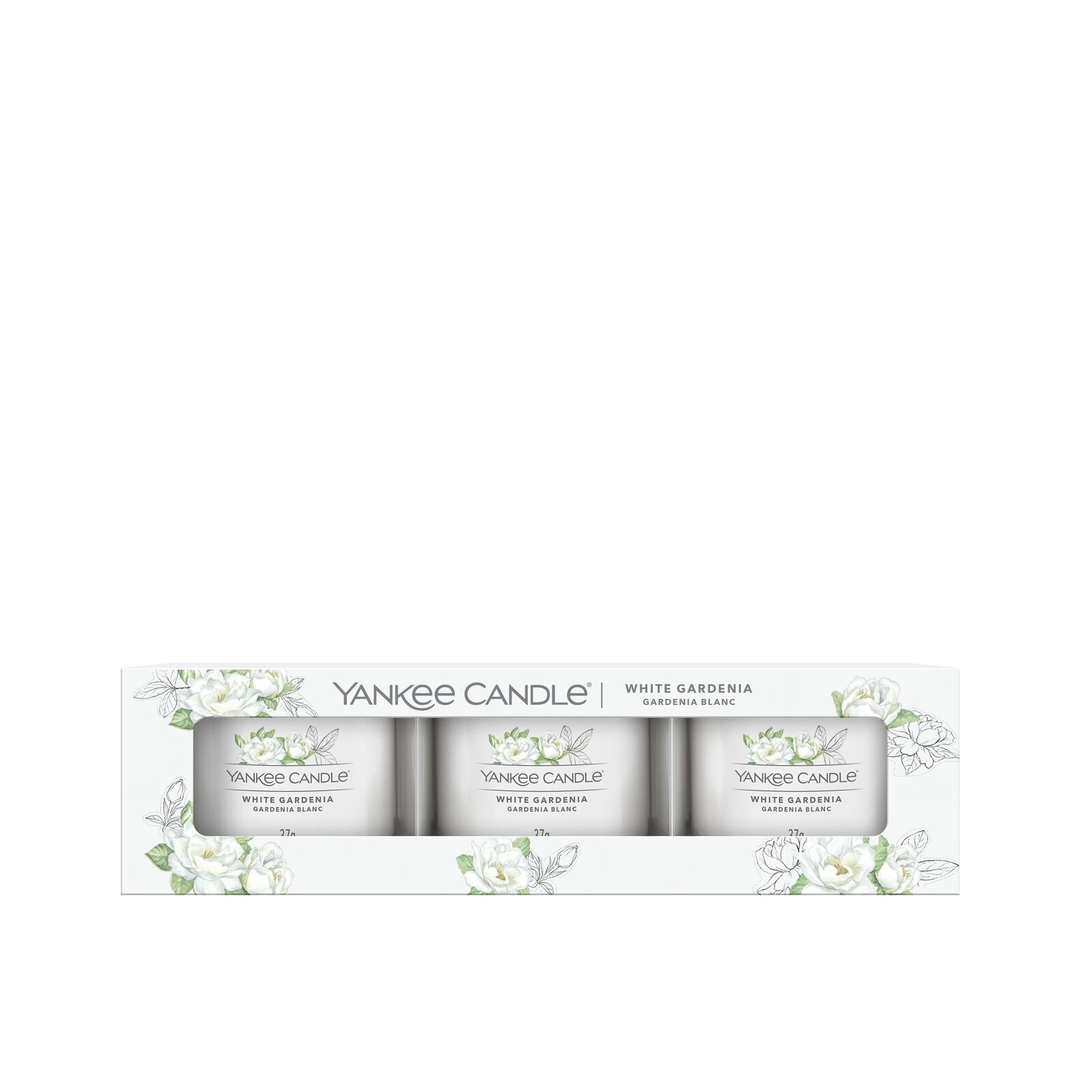 White Gardenia 37g Glasvotivkerze 3er Pack