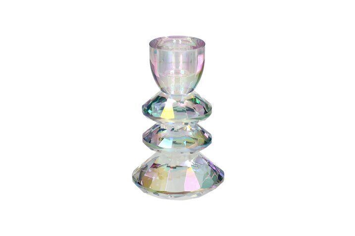 Sari Kerzenhalter Kristallglas irisierend 13,5cm Kerze, Rauchrohr