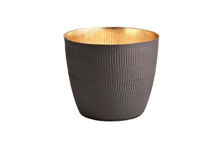 Madras Windlicht M Struktur schwarz