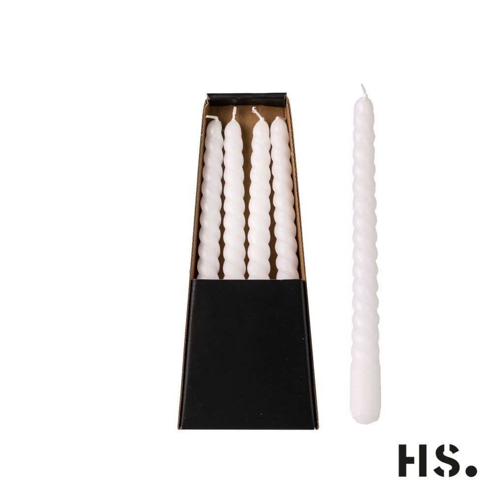 UMwoSLdU Dinner Candle Swirl weiß 4 Stück