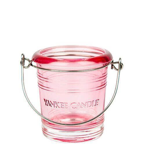 Rose-pink-glass-votive-holder-bucket Yankee Candle Bucket pink mit Henkel