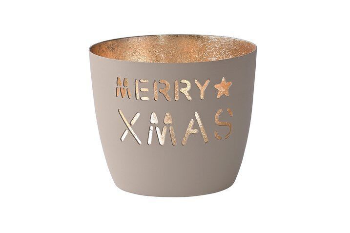 Madras Windlicht Merry X-Mas M sandstone/gold Töpferei, Tasse, Krug