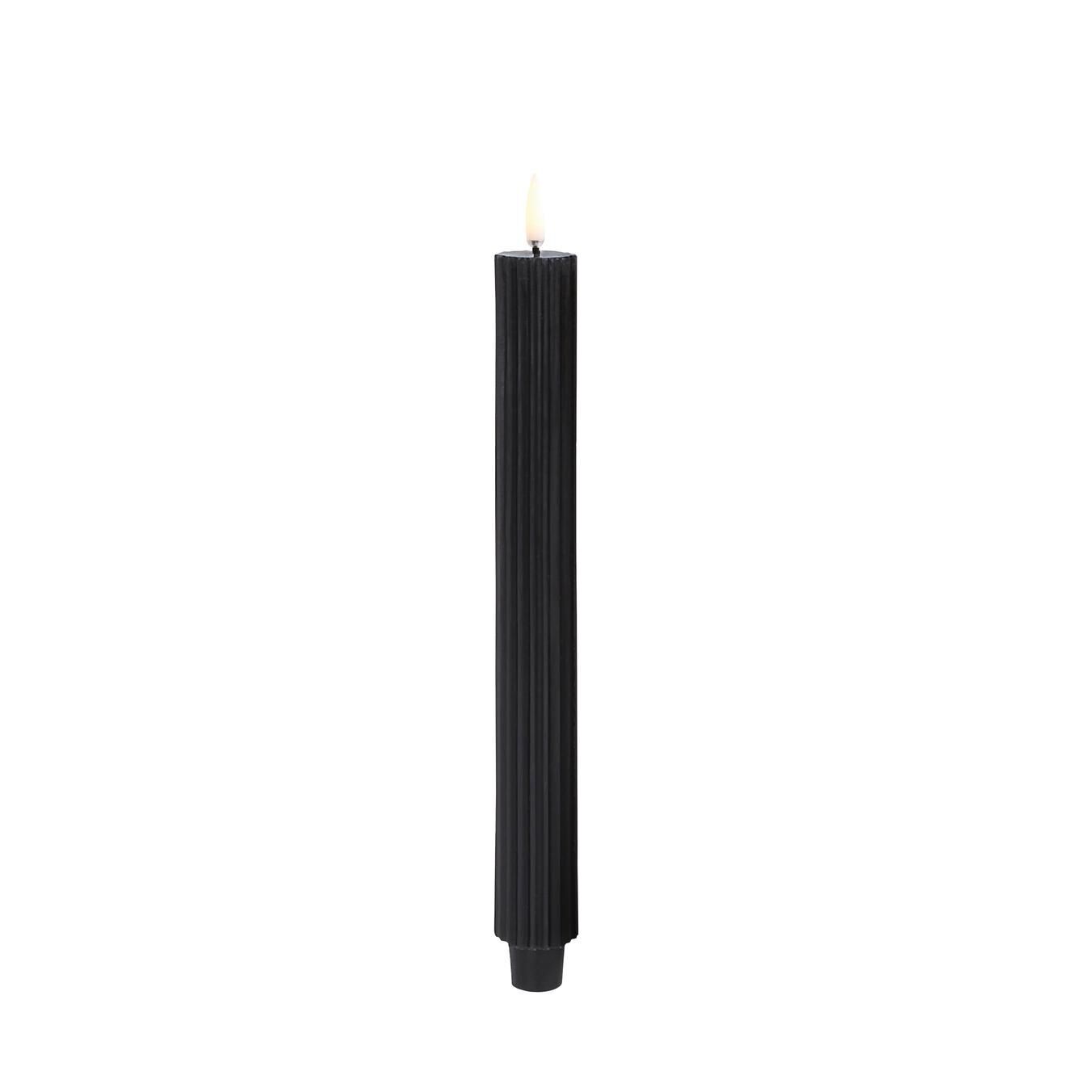 Uyuni LED Tafelkerze grooved 25cm black 2 Stück Kerze